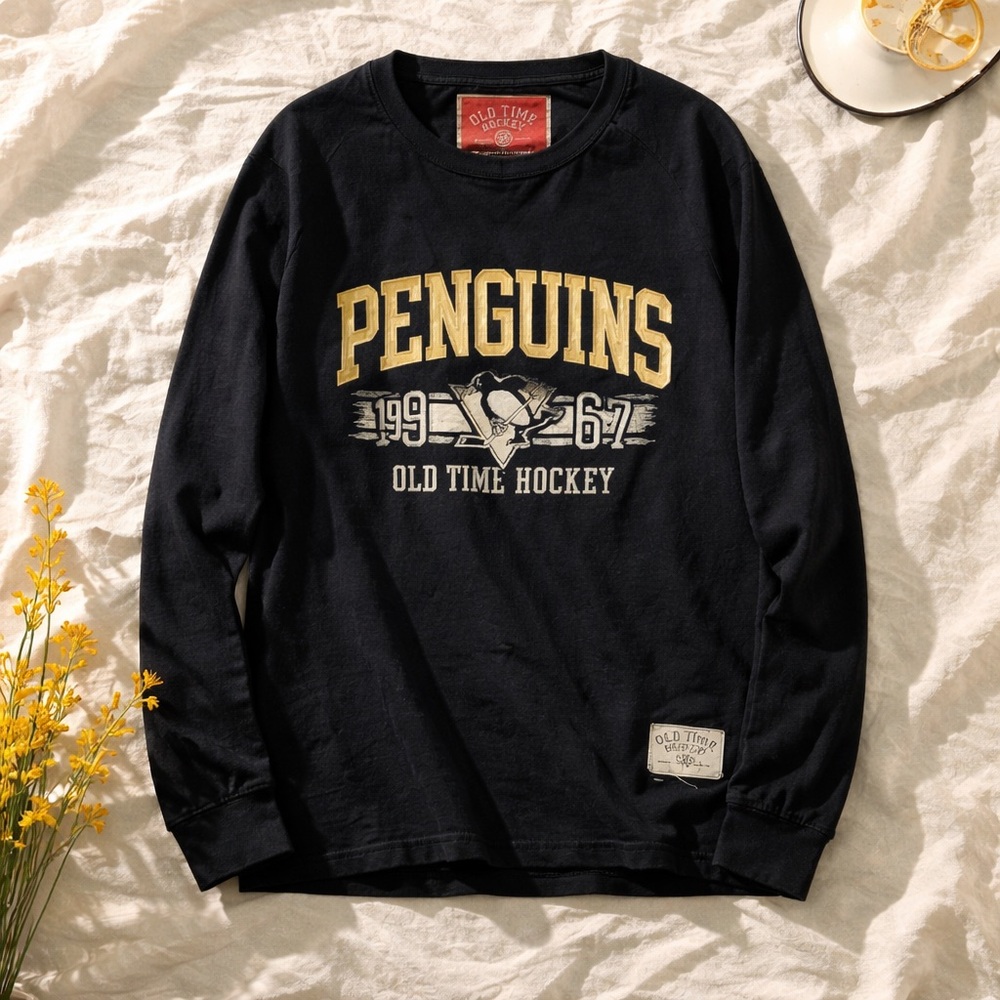 Pittsburgh penguins old time hockey sweatshirt embroidered size XL